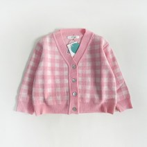 비엔베뉴 아동용 로즈체크 니트 가디건