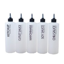 소스통 500ml x 5p + 블랙 레터링 라벨 5p 세트, 1세트