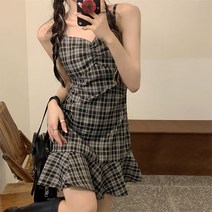 MA 체크 프릴 나시 원피스