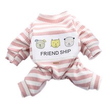 딩동펫 반려동물 테디 줄무늬 올인원, 핑크