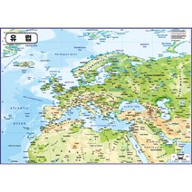 지도닷컴 유럽지도 지형 코팅 유럽지도 대 210 x 150 cm, 1개