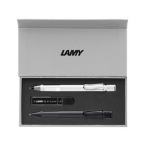 LAMY 사파리 볼펜 + 샤프 + 샤프심 + 기프트 박스 세트, 볼펜(매트블랙), 샤프(화이트), 1세트