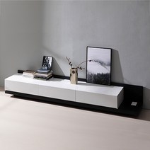 라자가구 무브 LED 확장형 거실장, 화이트 블랙