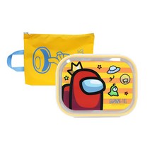 어몽어스 식판가방도시락세트, 혼합색상, 스텐식판 + 식판파우치