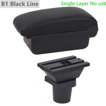 팔걸이 상자 도요타 야리스 하이브리드/야리스 비츠용 자동차 내부 수정 USB 충전 Led 액세서리, 01 B1 Black Line