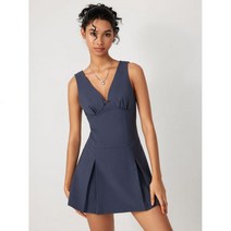 샵사이다 CIDER V-neck Solid Pleated Mini Dress 509733