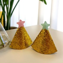 아티파티토퍼 미니별 골드 글리터 고깔모자 파티햇 생일 파티고깔 기념일 촬영소품 케이크토퍼, 핑크별