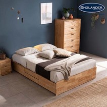 잉글랜더 New 파파야 무헤드 4단 수납 침대(매트제외-Q), 내츄럴원목