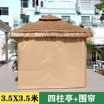 야외 조립식 원두막 정자 평상 만들기 사각 인테리어 나무 정원 이동식 파고라 옥상 바베큐장, 3.5x3.5m-원두막+셔터