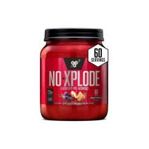 크레아틴 베타알라닌 에너지가 함유 BSN N.O.XPLODE 운동 전 과일 펀치 60인분 2.45파운드, 사과/카페인/체리/포도/레모네이드, 1.11kg (1팩)