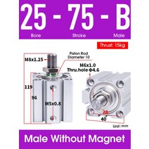 SDA 타입 보어 20mm 스트로크 5/10/20/25/30/40/50/100mm 복동 SDA20-B 컴팩트 에어 공압 피스톤 실린더 암, 11 SDA25BX75