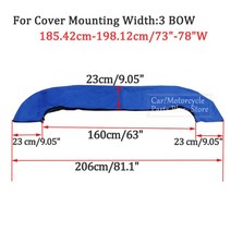 보트방수커버 Bimini-600D 3 보우 탑 부츠 커버 지퍼가 있는 방수 요트 보트 커버 UV 차단 방진 커버 해, 03 Blue 73-78w