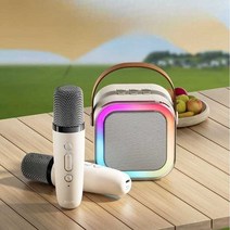 가정용 기계 노래방 블루투스 차량용 마이크 이동식, 화이트-싱글마이크