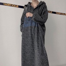 가을 롱 후드 원피스 레오파드 호피 캐주얼 드레스 루즈핏 롱 맥시