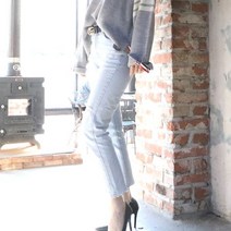 모로코코 연청 세미 일자 컷팅 청바지
