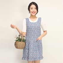 [바보사랑] 이솔홈 멜로디 리본 주름 쉬폰 원피스 앞치마[이솔홈], 상세 설명 참조, 색상:블루