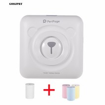 PeriPage A6 휴대용 미니 블루투스 바코드 라벨프린터, 1세트, 화이트+4*일반 용지