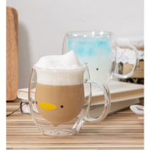 홈카페 동물 캐릭터 애니멀 이중유리 머그컵 손잡이 고양이 오리 곰돌이[하늘사랑], 오리(Duck)