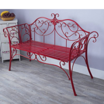 야외 철제벤치 공원 디자인 레트로 정원 옥외용 의자, 빨간색