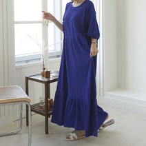 브이와이 여자 등원룩 MAXI 셔링반팔 박시핏 롱원피스