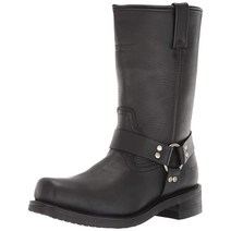 RIDETECS 33cm(13인치) 남성용 방수 바이커 라이딩 부츠 블랙 - 풀 그레인 오일 가죽 하네스 스트랩 포함 블랙. 10.5154091