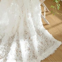 거실레이스커튼 레이스커튼 embroidered rose voile sheer white curtains for 침실 웨딩 파티 축제 장식 거즈 원사 프랑스 창 부드러운
