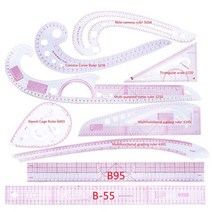 9pcs 바느질 프랑스어 곡선 눈금자 측정 양재 재단사 드로잉 템플릿 공예 도구 세트 costura 재봉틀 액세서리, cl02-라이트 그레이