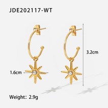 케빈 패션 INS풍 18K 골드 C형 귀걸이 까끄라기 펜던트 상감 화이트 지르코늄 귀걸이 여성 귀걸이