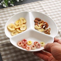 3칸 원형 반찬 도자기 나눔접시, 3개 세트
