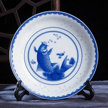 빈티지그릇 어8 인치 파란색과 흰색 도자기 디너 플레이트 세라믹 빈티지 드래곤 주, 04 Style 05