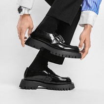 구두 로퍼남성 하라주쿠 한국 스타일 Streetwear 비즈니스 캐주얼 두꺼운 플랫폼 가죽 웨딩 로퍼 신발 남자