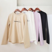 비니케이즈 무배 로랑 발포나염 필기체 영문 심플 모던 가을 겨울 데일리 긴팔 티셔츠 4컬러