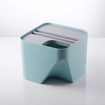 가정용 분리수거함 재활용 세로 캐리어 그물망 분리수거망 인출식 카페 쓰레기통 쓰레기 분류 플라스틱 뚜껑 포함 건식 및 습식 퇴비화 쓰레기 바구니 청소, 블루 에스