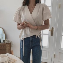 동대문관 카브제 랩스타일 반팔 블라우스