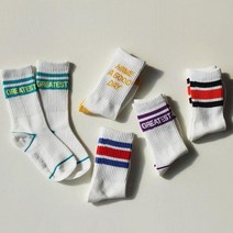더베스트초이스 화이트 스포츠 유아동 양말 5종 세트 2호 - 6호 3살 - 12살
