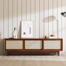 [2만원★즉시할인]장인가구 카르덴 라탄 원목 티비다이 낮은 거실장 2000, 내추럴