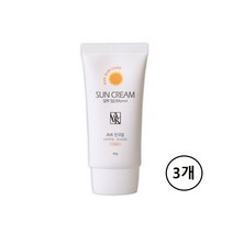 알로에베라 썬크림 저자극 무기자차 워터프루프 순한 자외선차단제 여성 남성 추천 spf50 백탁 현상 없는 방지 스포츠 서핑 바나나보트 물놀이 방수 튜브형 데일리 모든 피부용, 3개(ea) 총 135g, 민쓰네가게 1개(ea)당 45g
