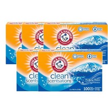암앤해머 패브릭 소프트너 시트 퓨리파잉 워터 100시트 ARM & HAMMER Fabric Softener Sheets Purifying Waters, 5팩