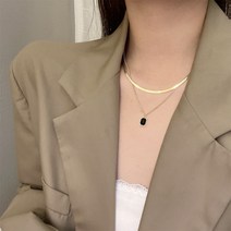 빅트리 블랙팬던트 레이어드 두줄 목걸이