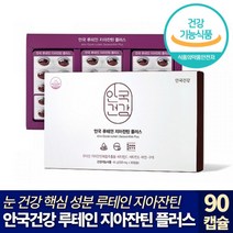 안국건강 루테인 지아잔틴 플러스 남성 여성 성인 청소년 40대 50대 60대 눈 침침 노화 건조 보호 건강 항산화 면역력 비타민 C E 아연 구리 황반 식물성 캡슐 추천 루태인, 500mg*90캡슐