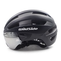 셀_A 사이클링 헬멧 성인 도시 헬멧 도로 MTB 산악 자전거 시간 재판 경주 자전거 헬멧 고글 태양 바이저 안경 2018, 블랙 1렌즈, L(58-62cm)