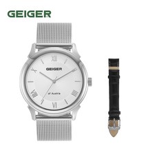 가이거[GEIGER] [백화점 AS] 가이거 SAUBER 커플 메쉬 시계 GE1224 WT 남녀 택 1 (가죽밴드증정)