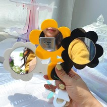 갸우뚱꽃거울 미니 손거울 꽃거울 감성 인스타 거울 휴대용 아크릴거울 제작 인쇄가능, 깔끔화이트, 거울, 민트