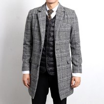 바젤 BJ872 따뜻 안감패딩 젠틀 뉴욕 체크 모직코트 남성겨울코트