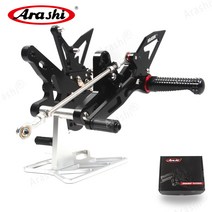 Arashi CNC 조절할 수 있는 발판 근거지 후방 설정 풋페그 에 KAWASAKI Ninja 400 / Z400 / EX400 / ABS/ KRT 2018- 2023 백스텝도, 검정색, 1개