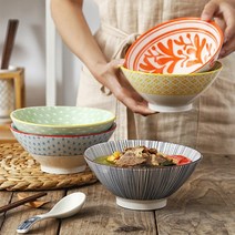유샤이식기 일본풍 면기 우동 쌀국수 라면 마라탕 칼국수 도자기 그릇 15가지 컬러, 1개, N1