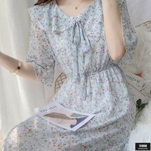 가바바 여성 원피스 살랑살랑 플라워 쉬폰 허리밴딩 여름 롱원피스 G49457