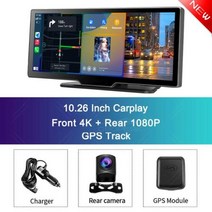 블랙박스 룸미러 Dropshipping1026 quot4K 대시 캠 백미러 카메라 와이파이 카플레이 및 안드로이드 자동 듀얼 렌즈 자동차 DVR 비디오 레코더 GPS 파크 AUX, Dual Lens - GPS+With 64G TF Ca