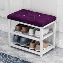 미니 벤치신발장 2단 신발수납 벤치형수납장 문 앞 걸상용 스툴, 50x45x30 플리스 퍼플