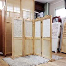 [높이 130cm]플라워 패널 미니 원목 인테리어 파티션 사무실 책상 낮은 가림막 공간분리 칸막이, 4단 파티션 내추럴